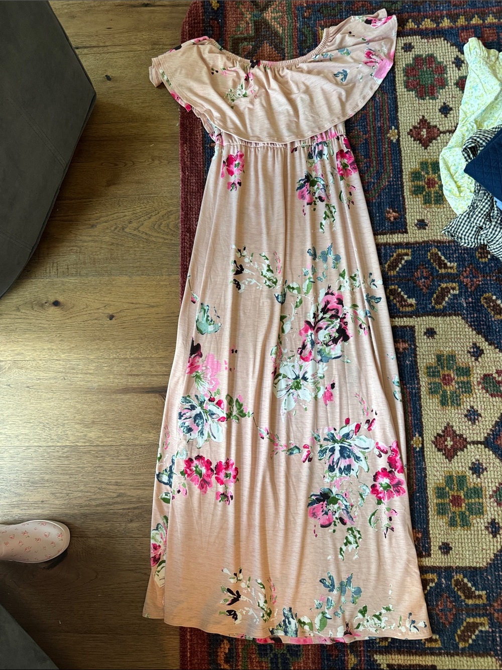 Pinkblush Blush Pink Floral Off-Shoulder Maxi Dress